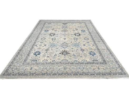 12x15 Ziegler Gray Afghan Hand Knotted Wool Area Rug